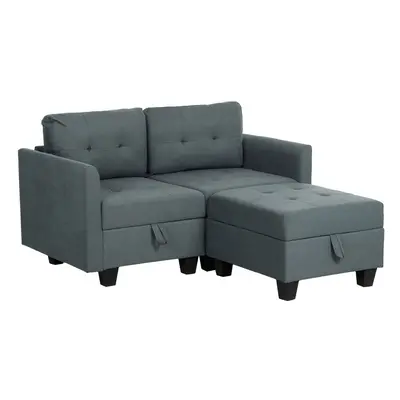 HOMCOM Modular Sectional Sofa with Storage, Seater Sofa Set, Dark Grey