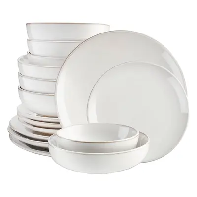 Cooks Professional Stoneware Dinner Set Nordic Kitchen Crockery Plate Bowl Mug Dish Piece White