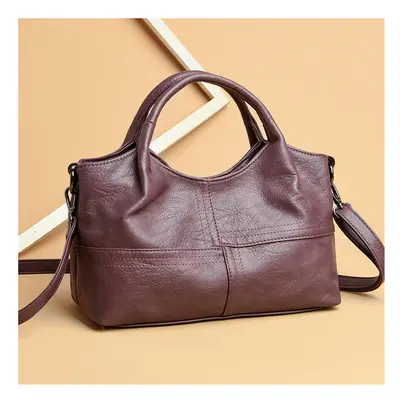 (Purple) Women's Bag New Cross -Border Bags Lightweight Splicing Soft Leather Large Capacity Fas