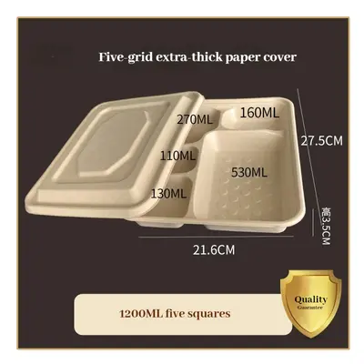 (1200ml five grid+paper cover) (100) Disposable Multi -Latter Box Purchibutic Can Be Deductable 