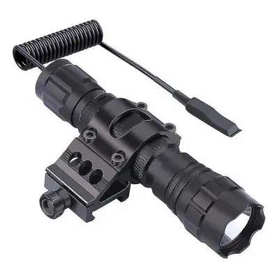 Tactical Led Flashlight, Flashlight Mode, With Push Button Switch And Mounting Rail, Side Offset