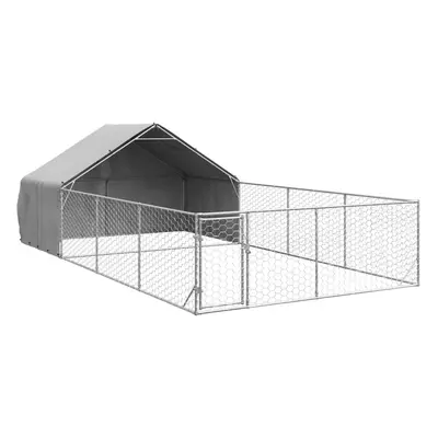 vidaXL Outdoor Dog Kennel with Run 7x3x1.9 m Galvanised Steel outdoor dog cage