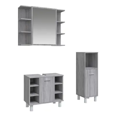 (grey sonoma, piece) vidaXL Bathroom Furniture Set Vanity Unit Sink Unit Piece Engineered Wood