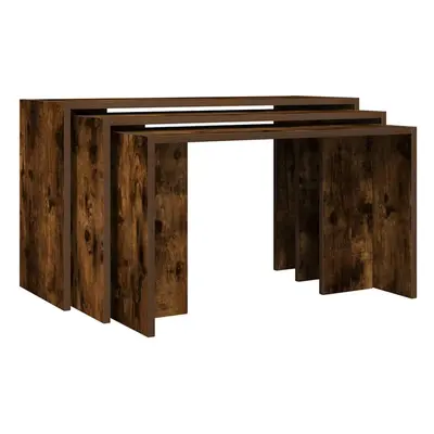 (smoked oak) vidaXL Nesting Tables Hallway End Table Coffee Table pcs Engineered Wood