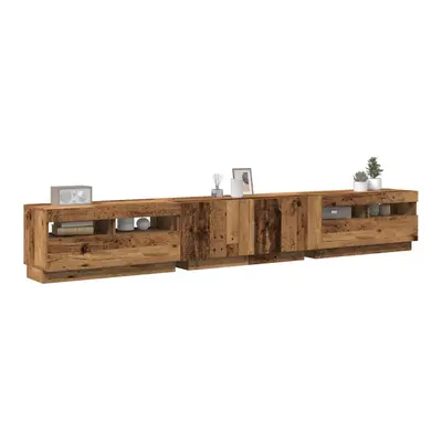 vidaXL TV Cabinet with LED Lights Old Wood 260x35x40 cm Engineered Wood