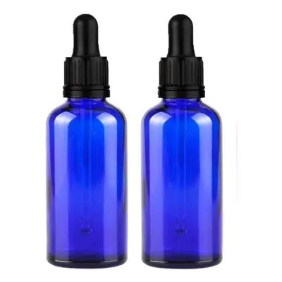 Avalon 50ml Blue Glass Dropper Bottles with Dropper Pipettes - Sold Empty for Essential Oils, Ar