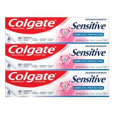 Colgate Sensitive Toothpaste, Complete Protection, Mint - ounce (Pack of 3)