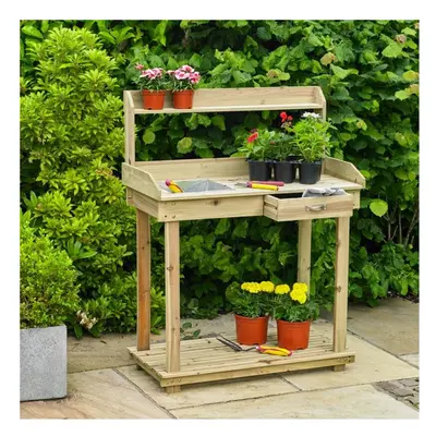 92cm Wide Wooden Greenhouse / Garden Potting Table / Bench