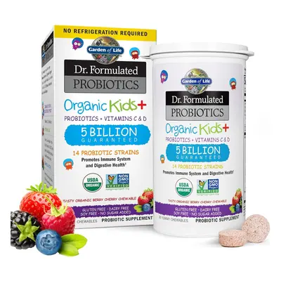 Garden of Life Dr. Formulated Probiotics Organic Kids+ Plus Vitamin C & D - Berry Cherry - Immun