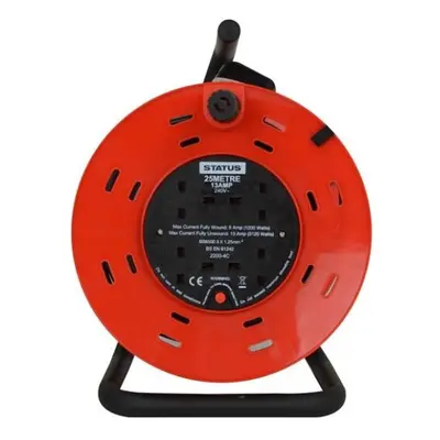 4 Way Open Frame Cable Reel - Red - 25m