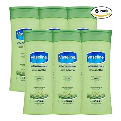 Vaseline Intensive Care Body Lotion, Aloe Soothe, Pack of 6, (13.53 Oz / 400ml Each)