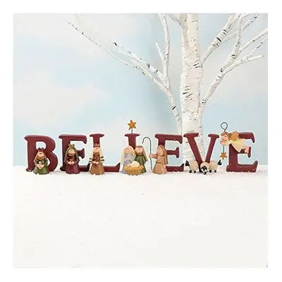 B-E-L-I-E-V-E Nativity Resin christmas Decoration Set of Letters - Size 1.75 in Tall