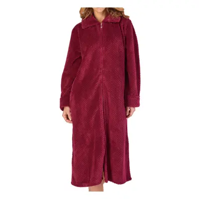 (Raspberry, Small - UK 10/12) Slenderella Ladies Zip Up Soft Waffle Fleece Dressing Gown