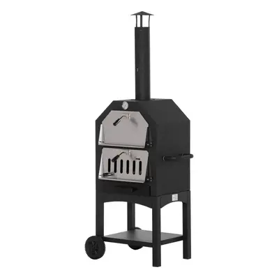 Outsunny Charcoal Tall Ovan Pizza Maker BBQ Grill Outdoor Picnic w/ Thermometer