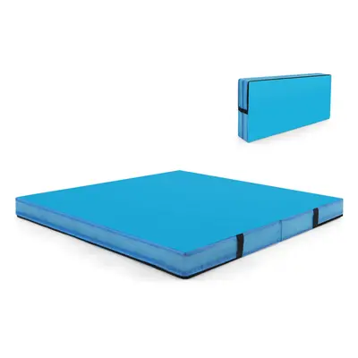 4F Folding Gymnastics Mat 10cm Thick Foam Tumbling Mats w/Carry Handles-Blue