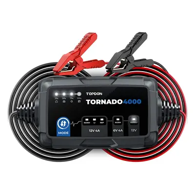 Car Battery Charger, TOPDON T4000 4A/1A Auto Smart Battery Maintainer Desulfator for Lead-Acid/L