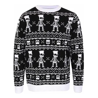 (L, Black/White) The Simpsons Unisex Adult Bart Simpson Skeleton Knitted Jumper