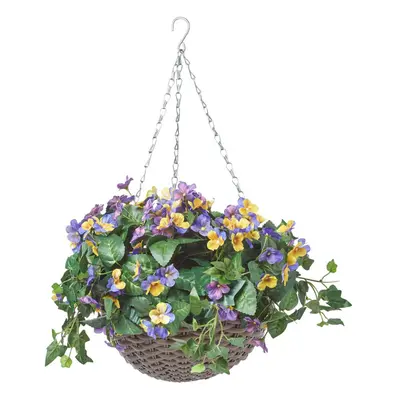 Homescapes Purple and Yellow Pansy Hanging Basket, cm