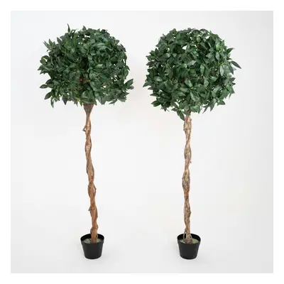 (150cm) Artificial Bay Topiary Tree - Pack of UV Stable Outdoor Use - Blooming Artificial