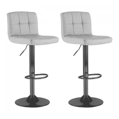 Neo 2x Grey Faux Leather Cuban Swivel Bar Stools with a Matt Black Legs