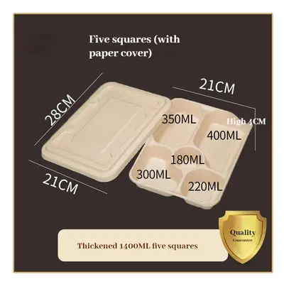 (1400ml five grid+paper cover) (100) Disposable Multi -Latter Box Purchibutic Can Be Deductable 