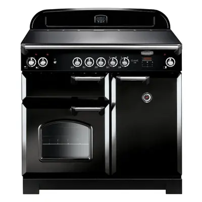 Rangemaster CLA100ECBL/C Classic Black with Chrome Trim 100cm Ceramic Range Cooker - A Rated