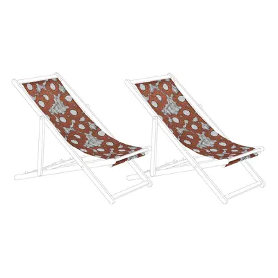 Set of Sun Lounger Replacement Fabrics Poppies Pattern ANZIO / AVELLINO