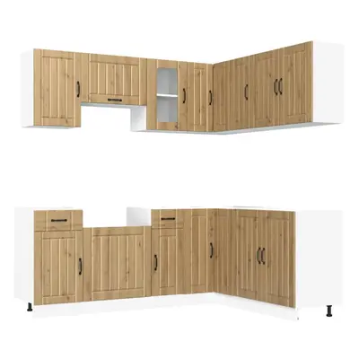 (artisan oak) vidaXL Piece Kitchen Cabinet Set Kalmar White Engineered Wood