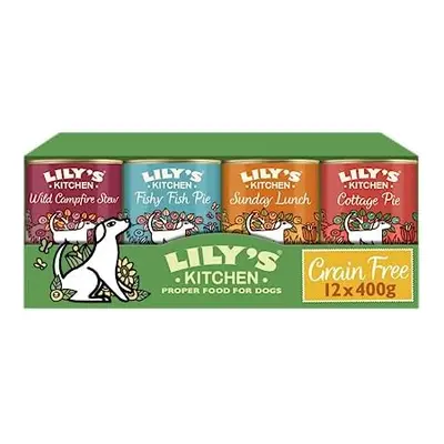 Lily's Kitchen Natural Adult Wet Dog Food Tins Grain-Free Recipe Variety Pack 12x400g