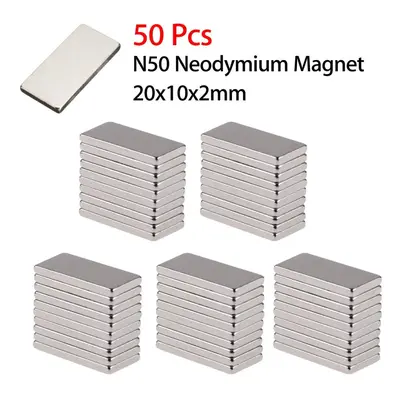 50pcs N50 20x10x2mm Block Neodymium Magnet Oblong Super Strong Rare Earth Magnets