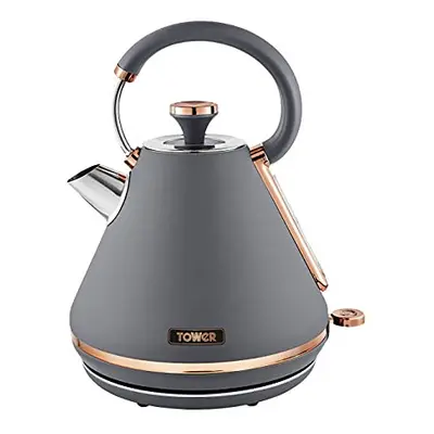 Tower T10044RGG Cavaletto Pyramid Kettle with Fast Boil, Detachable Filter, 1.7 Litre, W, Grey a