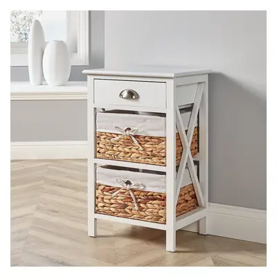 (White) Dartmouth Basket Drawer Chest Storage Fully Assembled