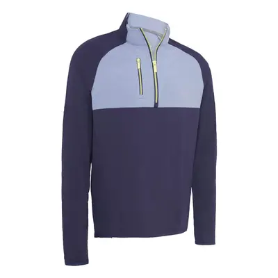 (L, Peacoat) Callaway Golf Mens Colour Block 1/4 Zip Chev Water Repellent Sweater