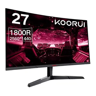 KOORUI QHD Curved Inch Monitor, Fast VA Computer Gaming Monitor(2560 * 1440P, R1800, 144Hz, 1ms,