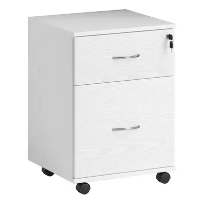 HOMCOM Pedestal Office Mobile Filing Cabinet Drawer White