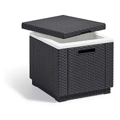 Keter Cooler Box Ice Cube Graphite Outdoor Beverage Wicker Cooler Side Table