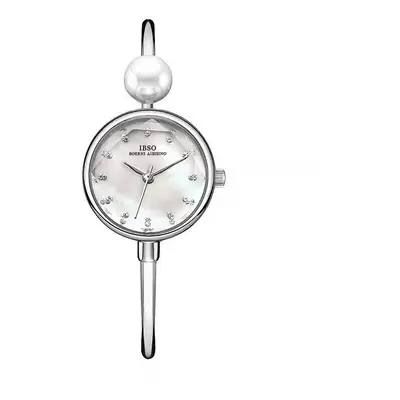 (Bangle Watch Silver) Elegant Silver Women Watch Luxury Diamond Hand Clock Female Waterproof