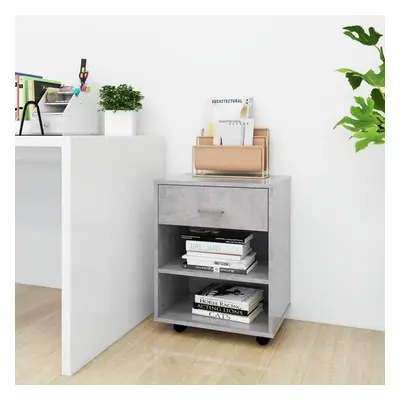 vidaXL Rolling Cabinet Concrete Grey Chipboard Home Drawer Rolling Cabinet