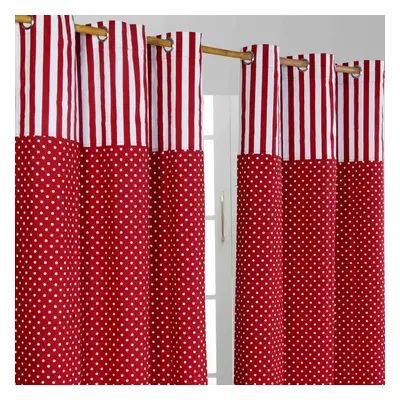 (W 137cm x Drop 182cm, Red) Polka Dots Ready Made Eyelet Curtain Pair