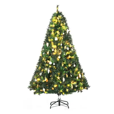 HOMCOM 6FT Pre-Lit Artificial Christmas Tree Holiday DÃ©cor Ornament Stand