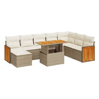 (beige and cream) vidaXL Piece Garden Sofa Set with Cushions Beige Poly Rattan Acacia