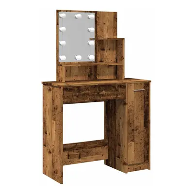 (old wood) vidaXL Dressing Table with LED Artisan Oak 86.5x35x136 cm vanity table