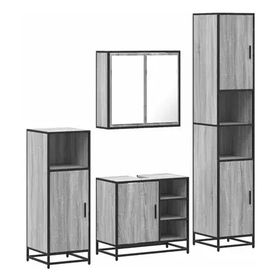 (grey sonoma) vidaXL 4ÃÂ Piece Bathroom Furniture SetÃÂ Sonoma Oak Engineered Wood