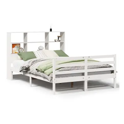 vidaXL Bookcase Bed without Mattress Bed White 140x200 cm Solid Wood Pine