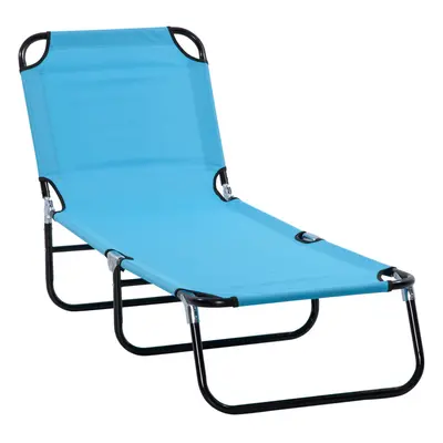 Outsunny Reclining Lawn Chaise Lounge Folding Chair Adjustable Backrest, Blue