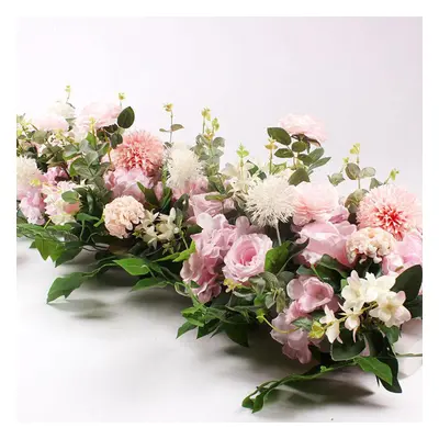 100cm Pink Silk Faux Floral Garland Artificial Peony Flower Swag For Wedding Home Party Arch Wal