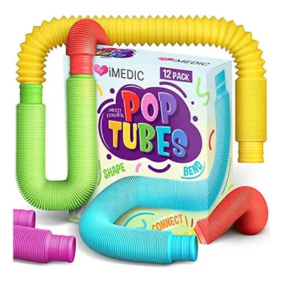 12pcs Pop Tubes - Fidget Toys Pack - Sensory Toys Autism - Sensory Pop Tubes For Autism And Spec