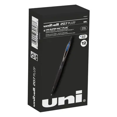 uni-ball Plus+ Retractable Rollerball Gel Pens Pack in Blue with 0.5mm Micro Point Pen Tips - Un