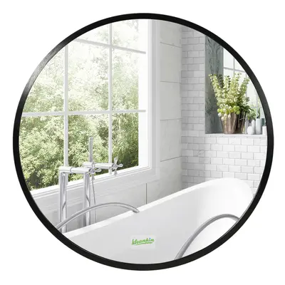 kleankin Round Bathroom Mirror, Modern Wall Mirror Aluminium Frame, 40x40 cm