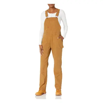 Dickies womens Duck Double Front Bib Overalls Rinsed Brown Duck X-Sm